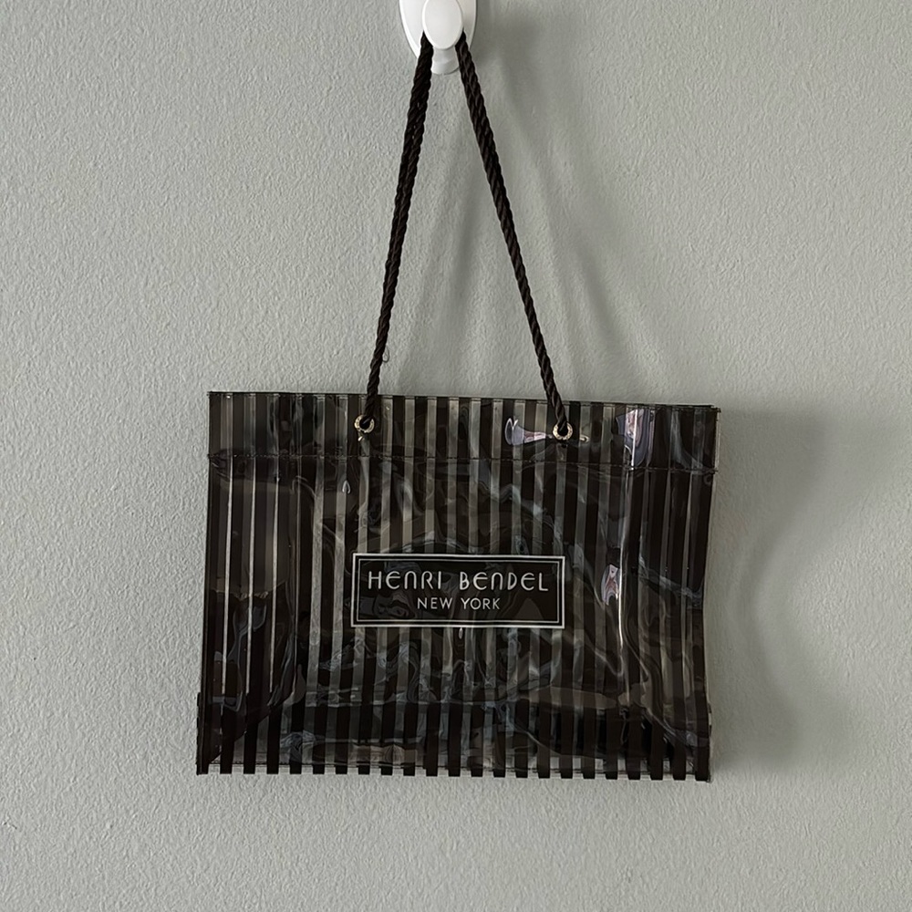 Henri Bendel PVC Brown Striped Tote Bag